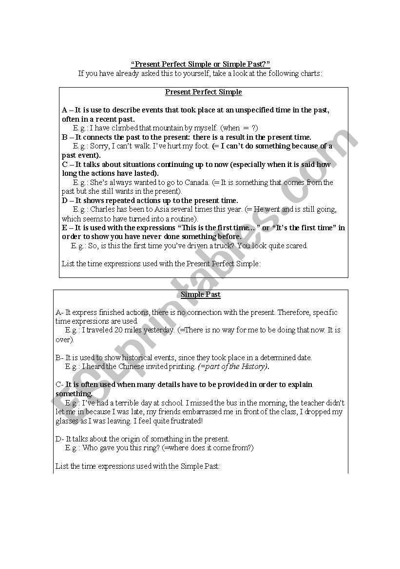 Present Perfect Simple or Simple Past