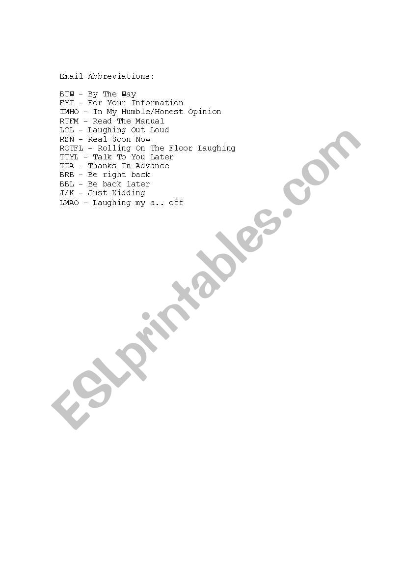 Email Abb worksheet