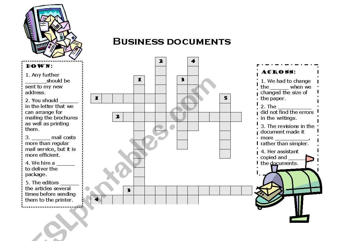 Bussiness documents worksheet