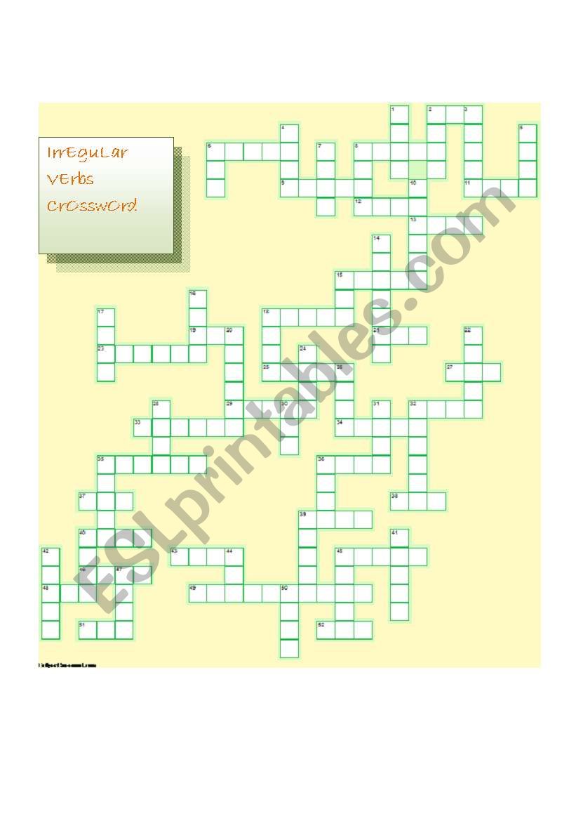 Irregular verbs crossword worksheet