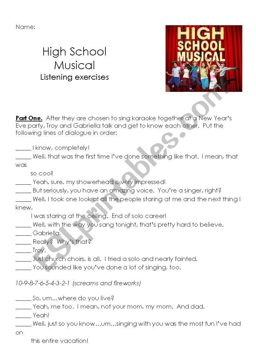 High School Musical listen exercises