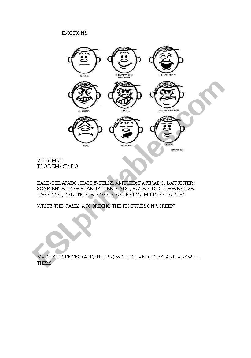 Emotions worksheet