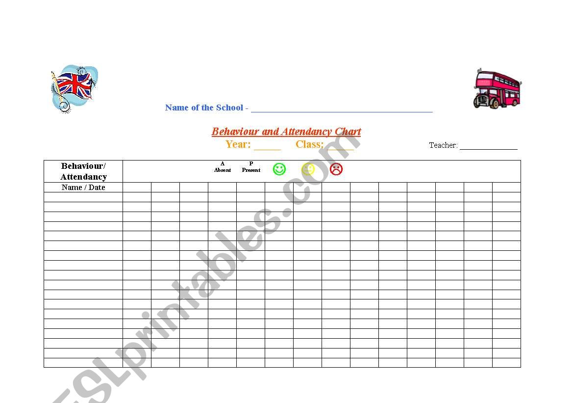 Behaviour and Attendancy Chart