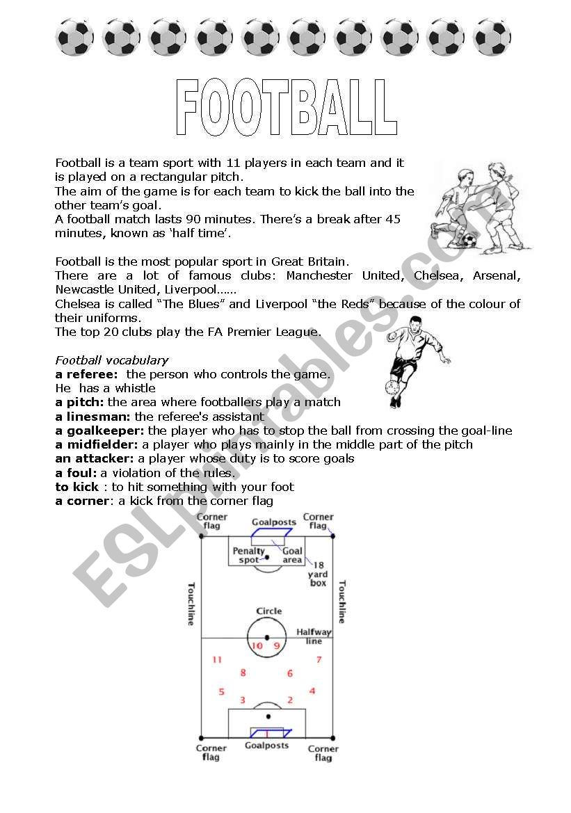 FOOTBALL worksheet