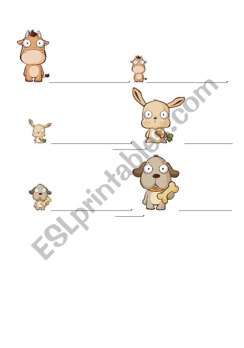 animals- size II worksheet