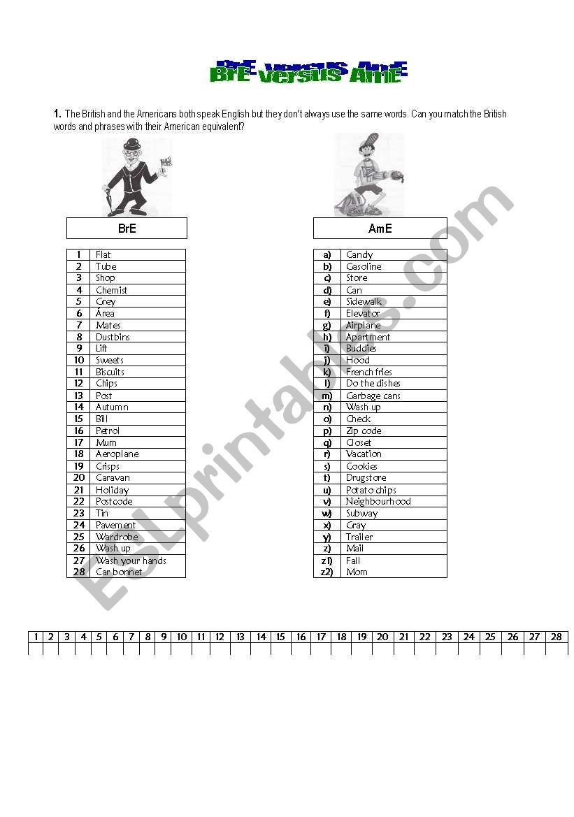 Bre & Ame worksheet