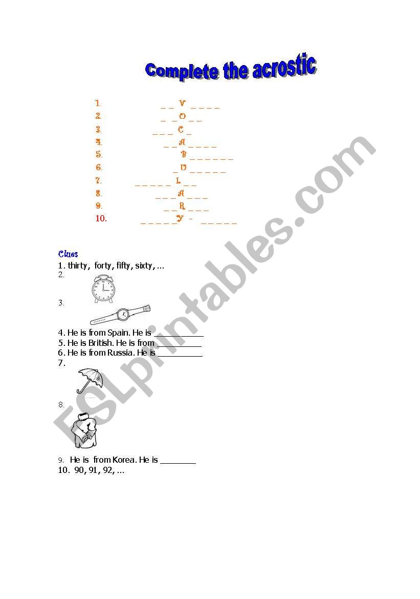 Vocabulary Revision! worksheet