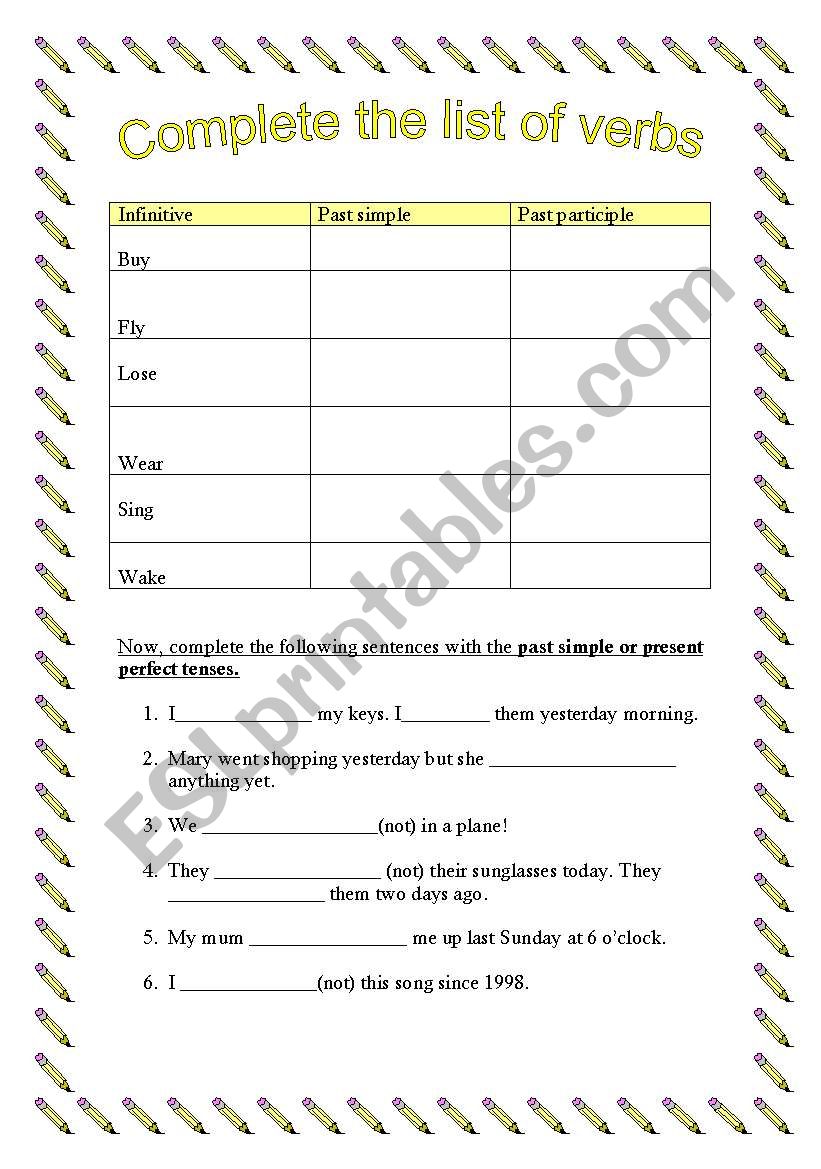 Present perfect/ past simple worksheet