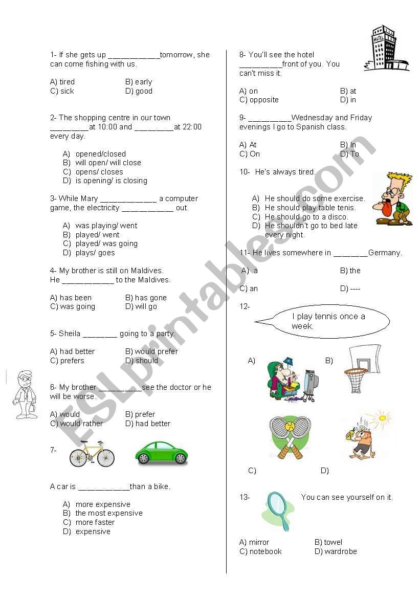 test for grade 8 Turkish students for sbs exam