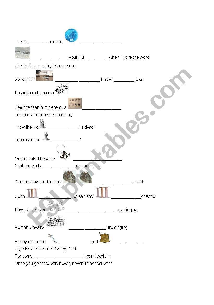 viva la vida by Coldplay  worksheet