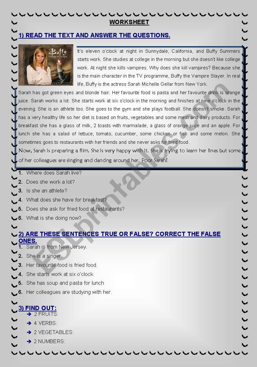 BUFFY THE VAMPIRE SLAYER worksheet