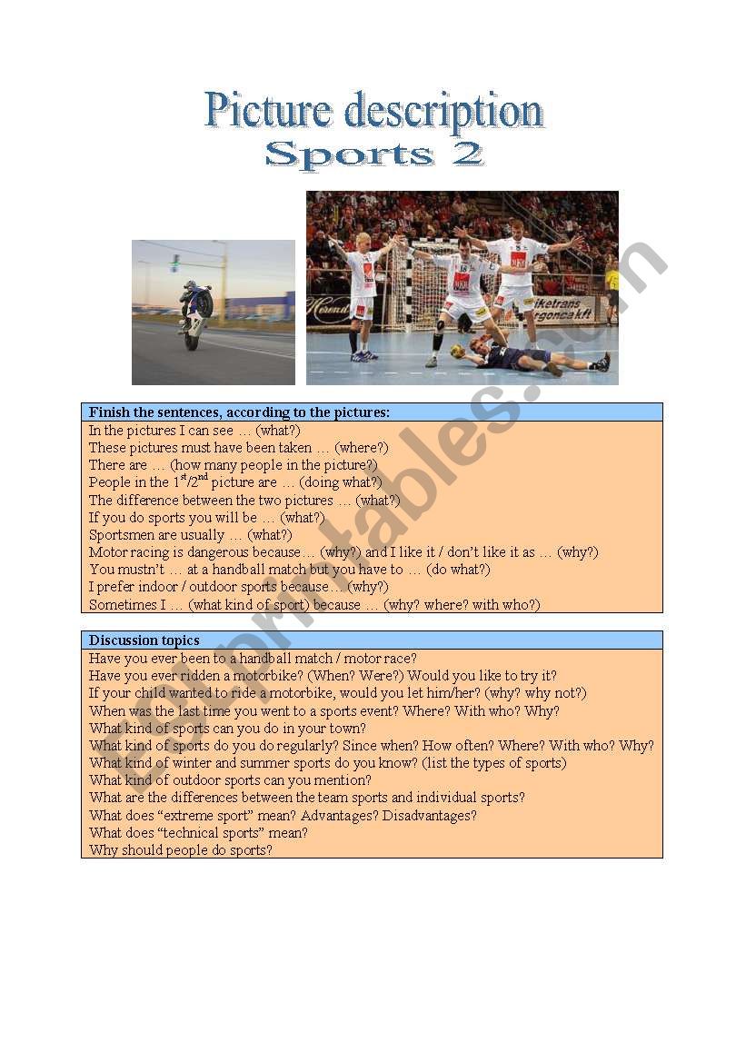 Picture Description - Sports 2