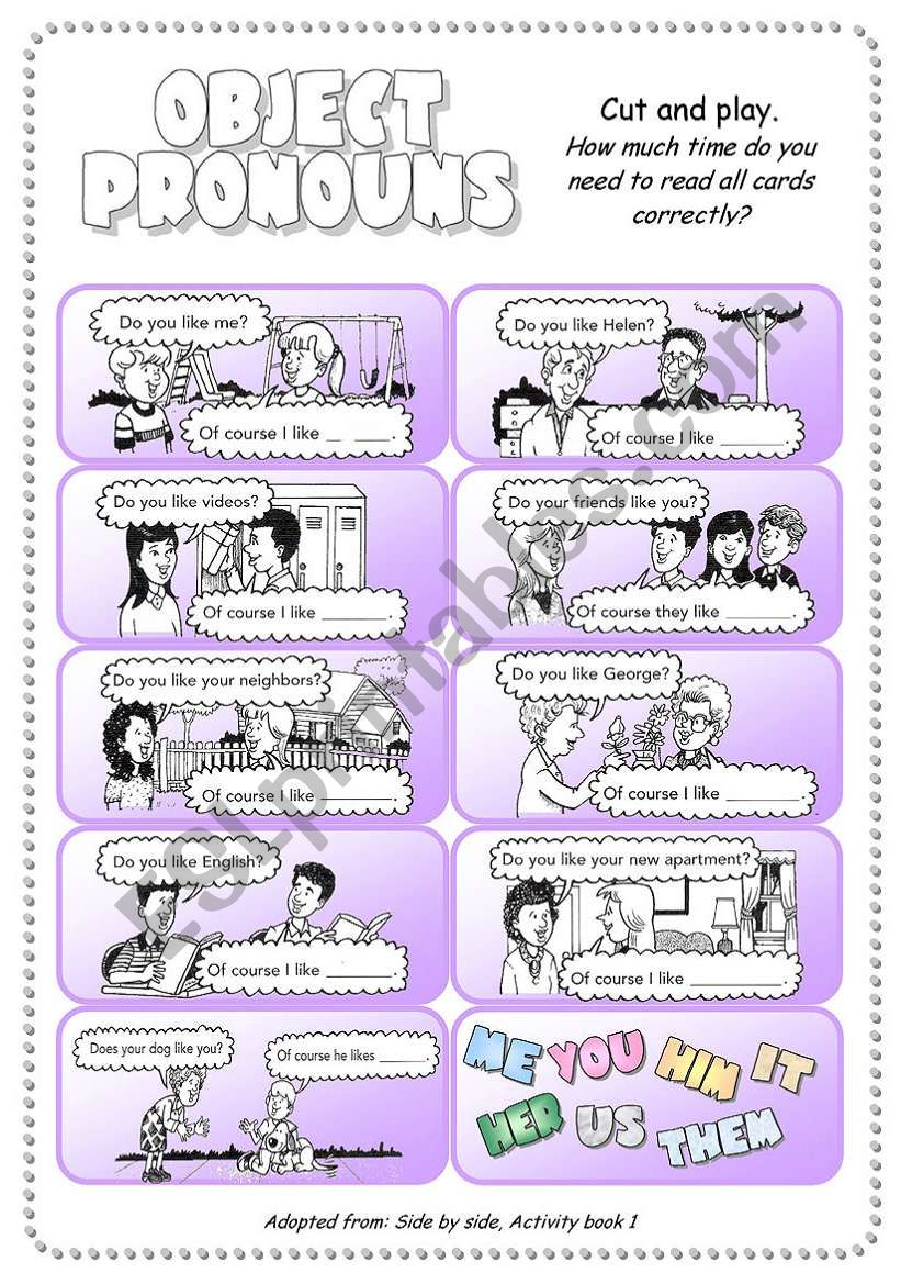 Object Pronouns Cards worksheet