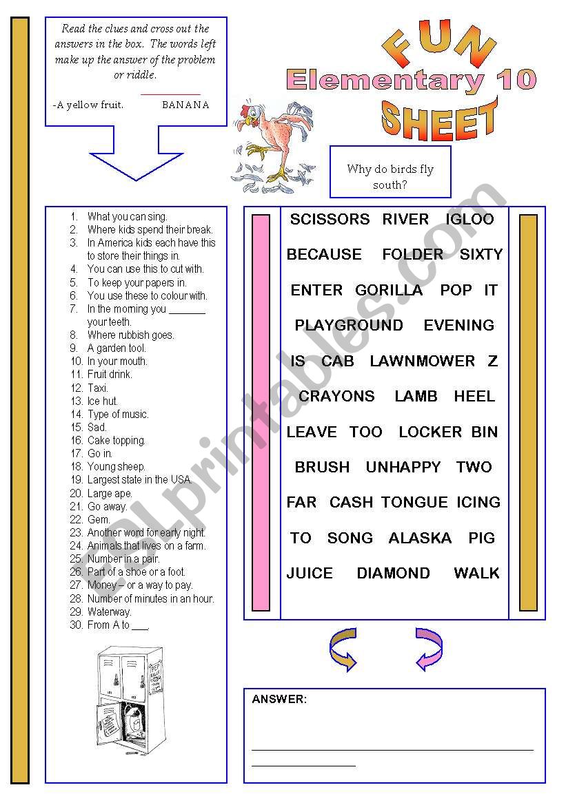 Fun Sheet Elementary 10 worksheet