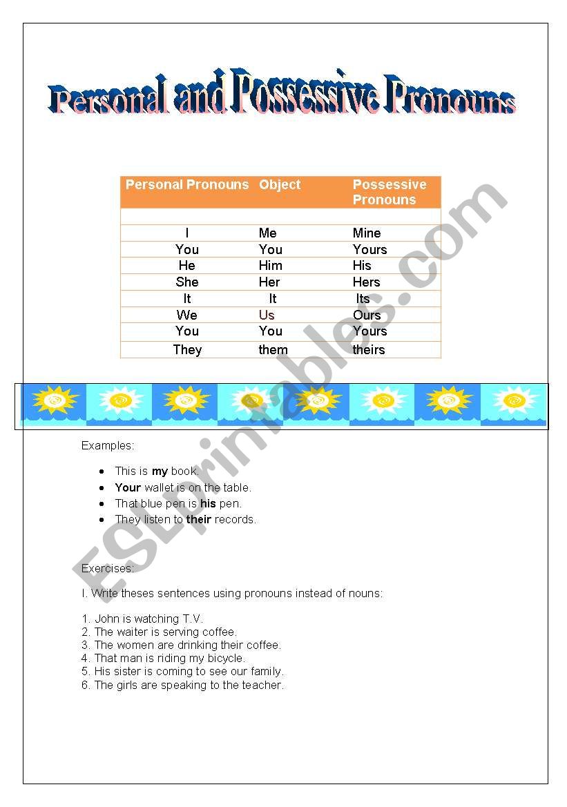 Personal and possessive pronouns