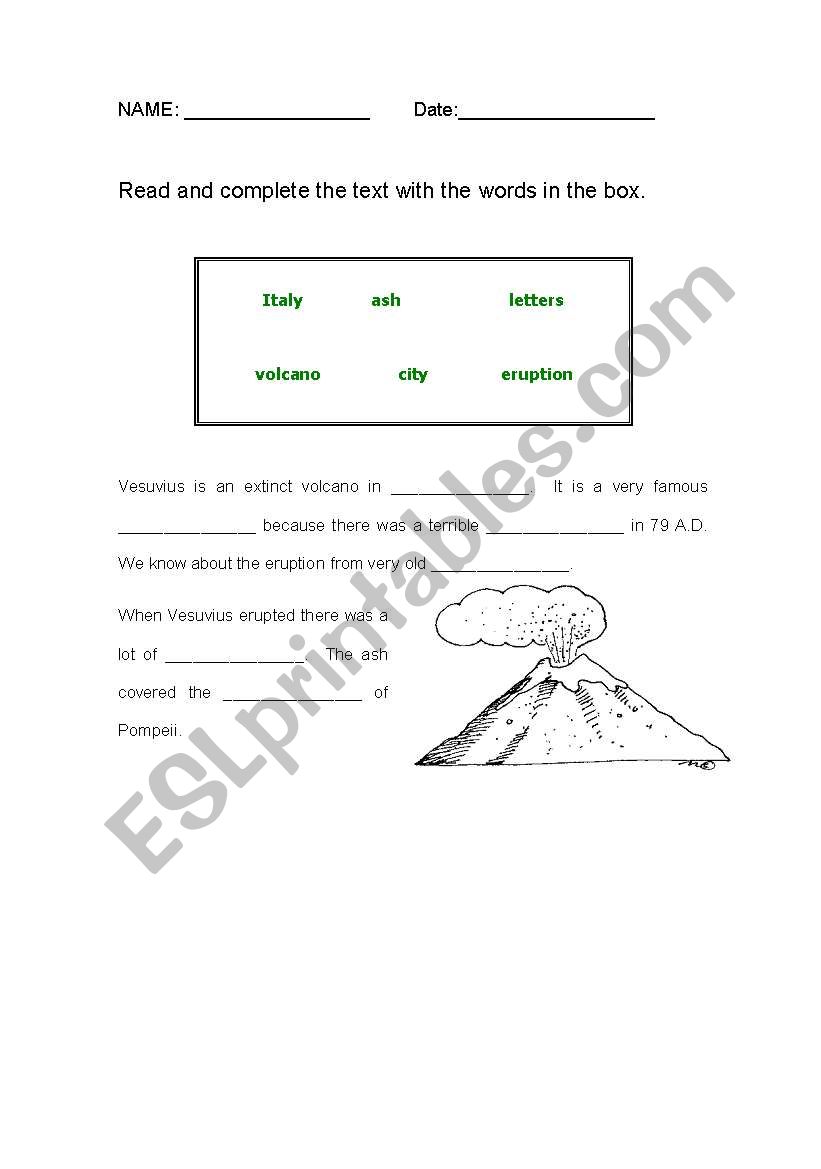 Complete the text about Vesubius