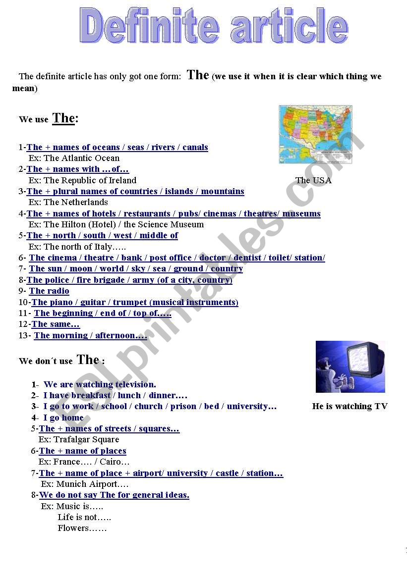 Definite and Indefinite articles