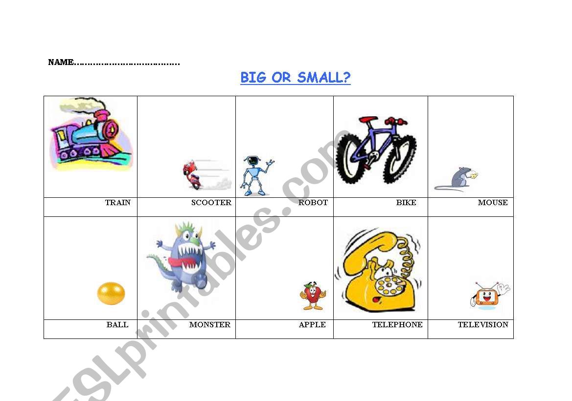 Big or Small? worksheet