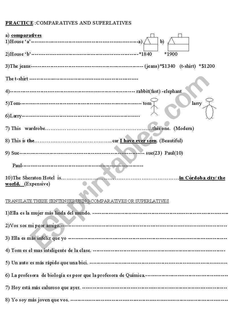 comparatives and superlatives worksheet