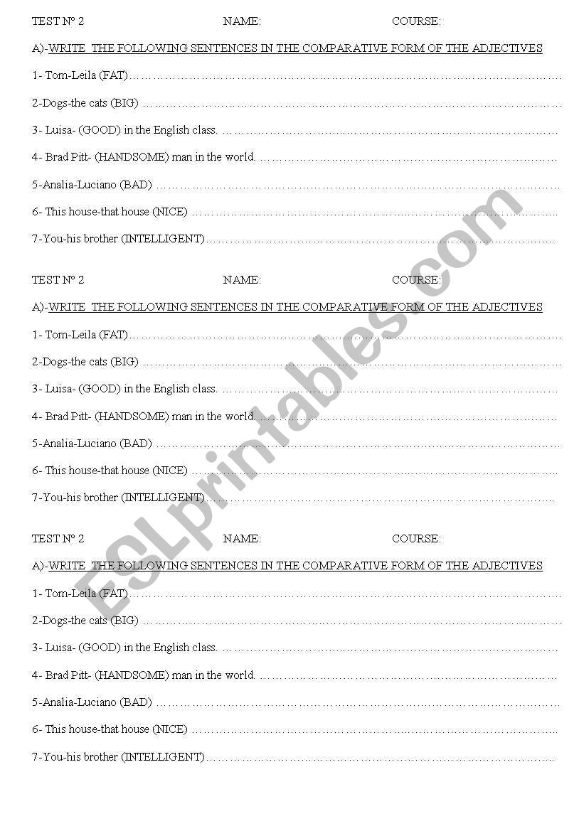 comparative and superlatives worksheet