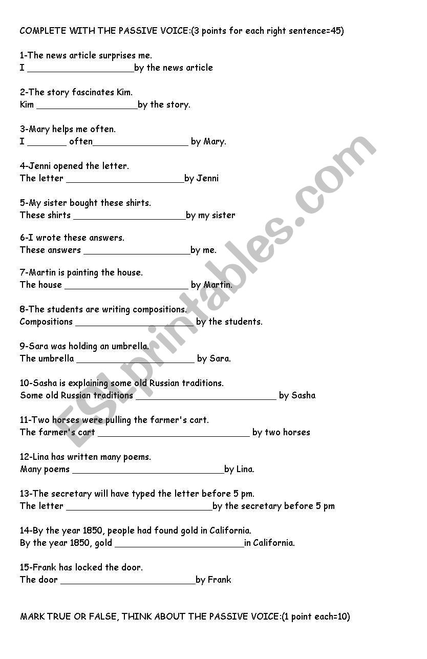 passive voice worksheet