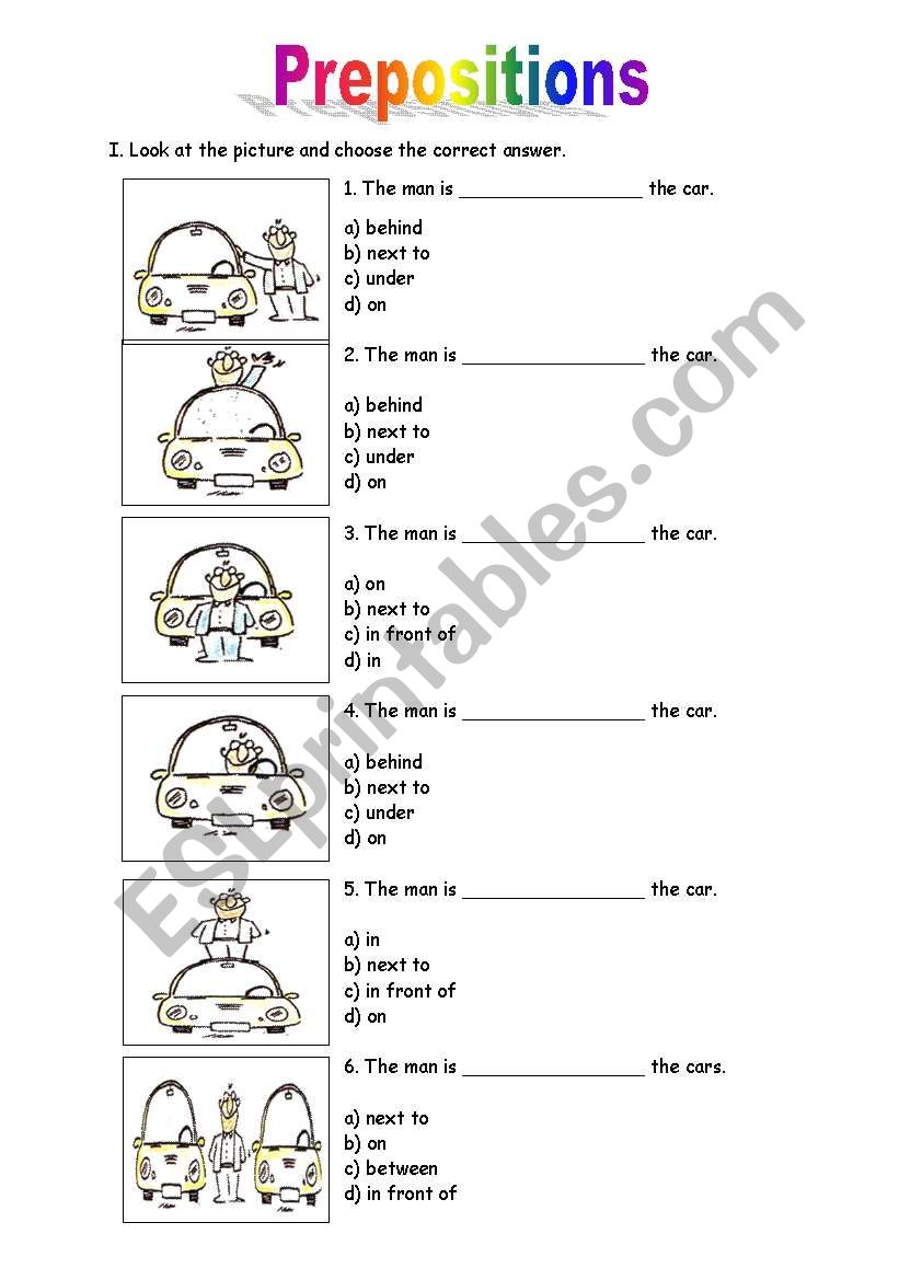 PREPOSITIONS OF PLACE worksheet