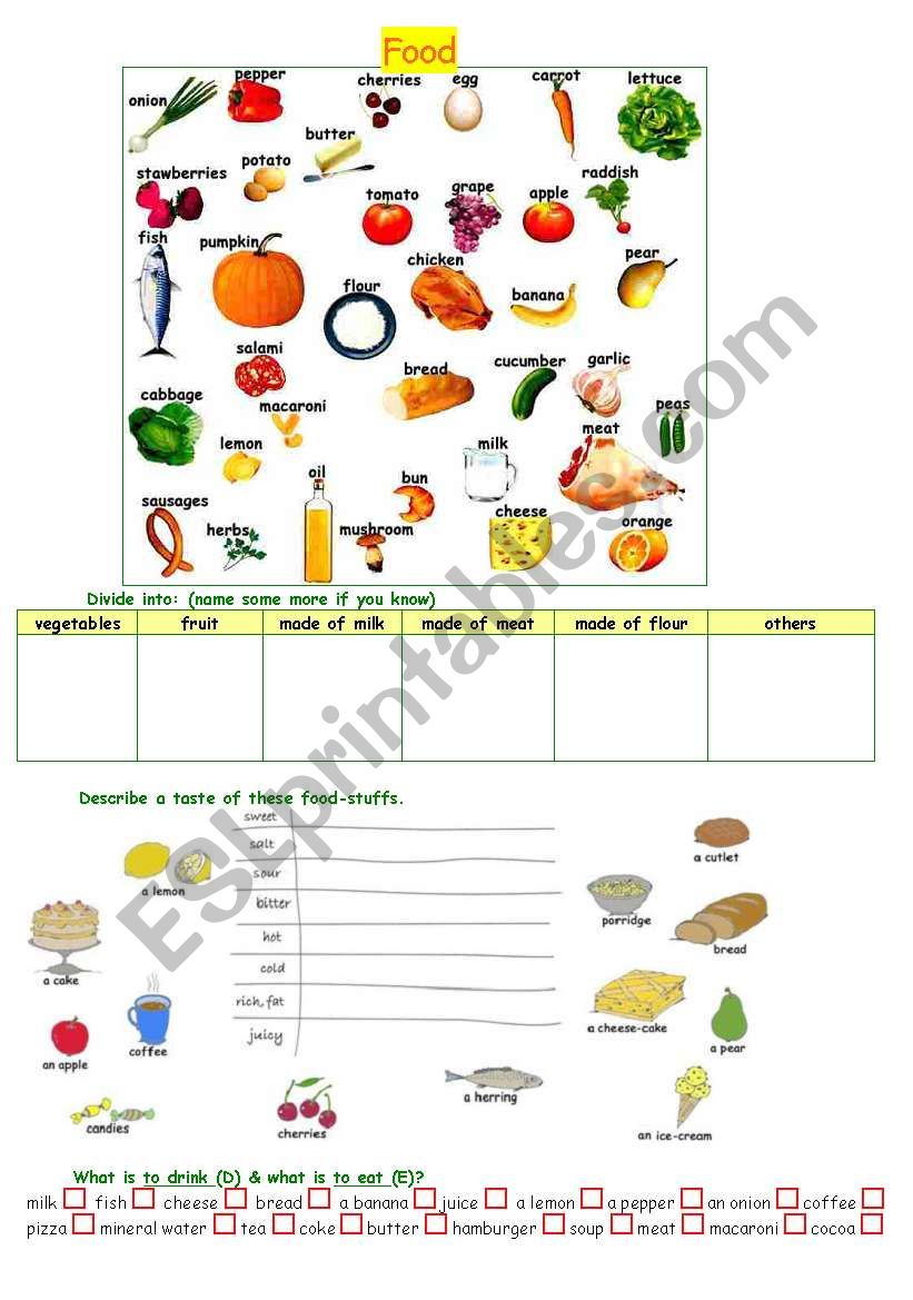 food-stuff worksheet