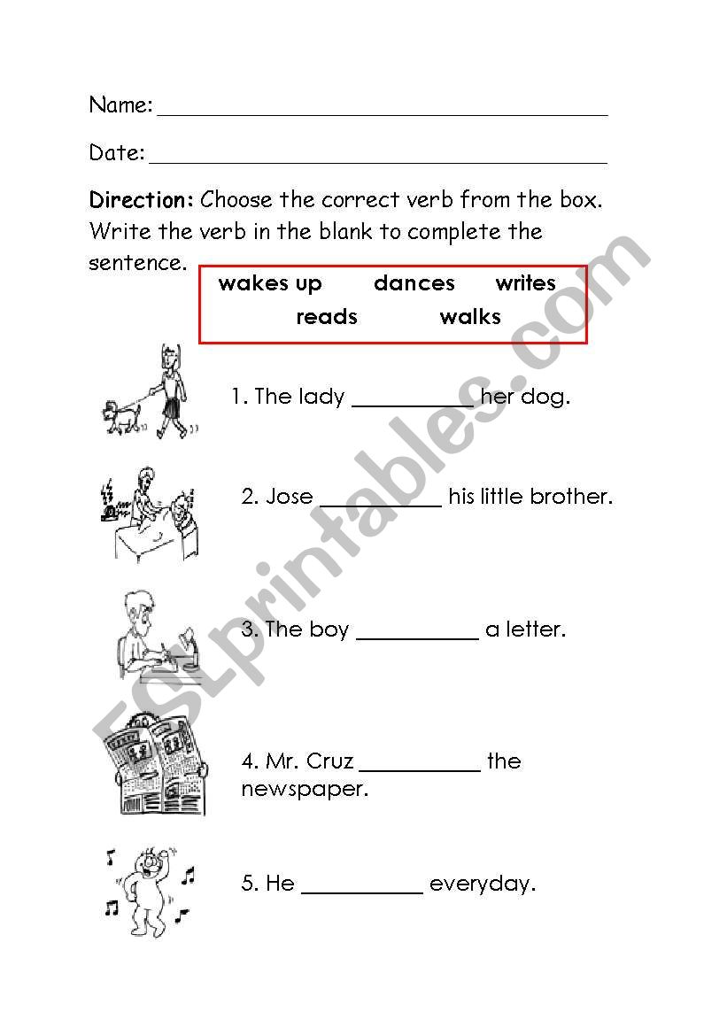 Simple present tense worksheet