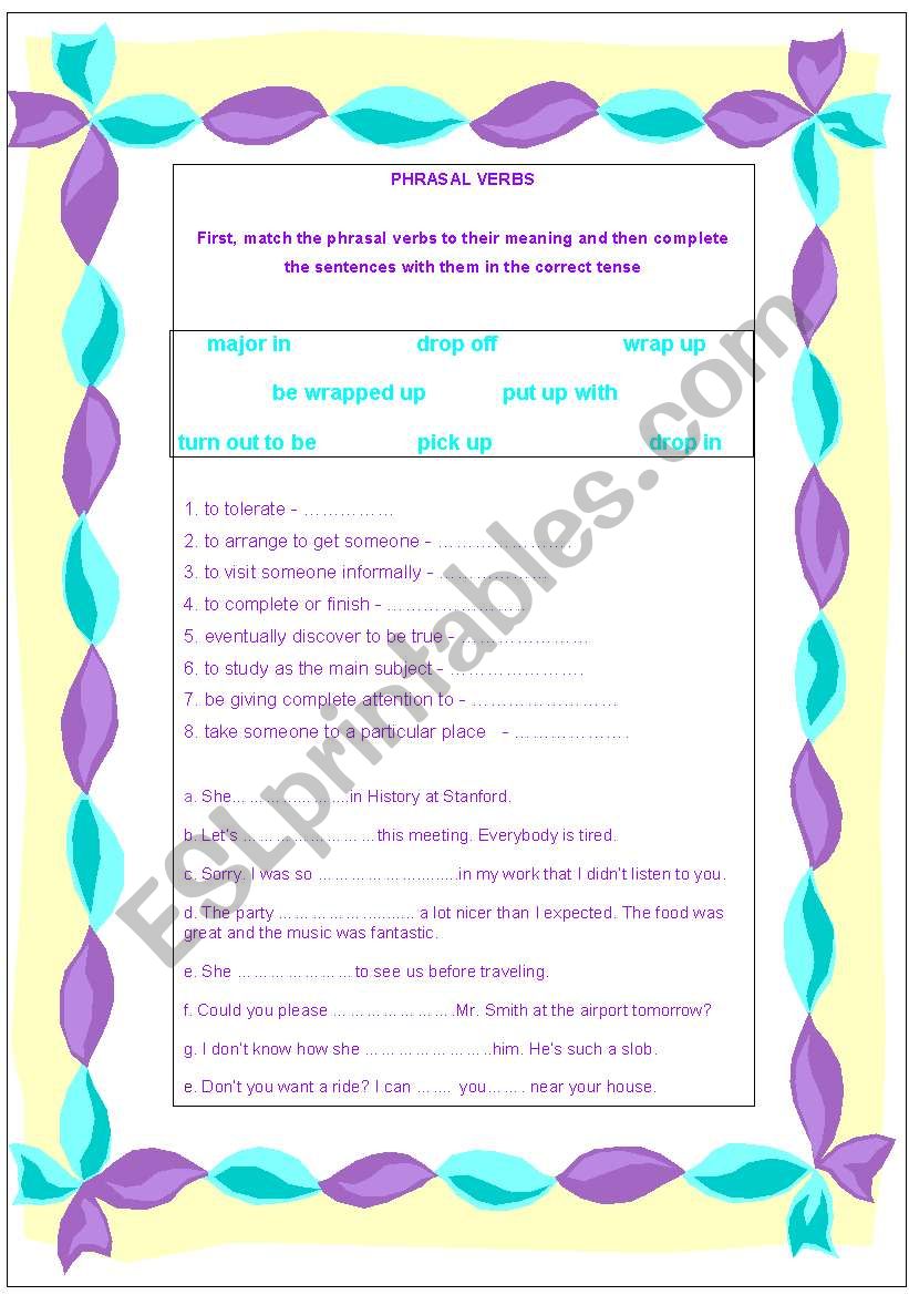 common phrasal verbs worksheet