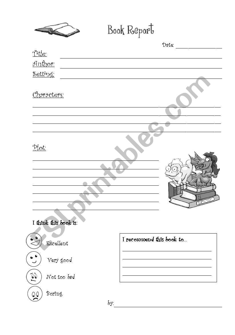 Book Report worksheet