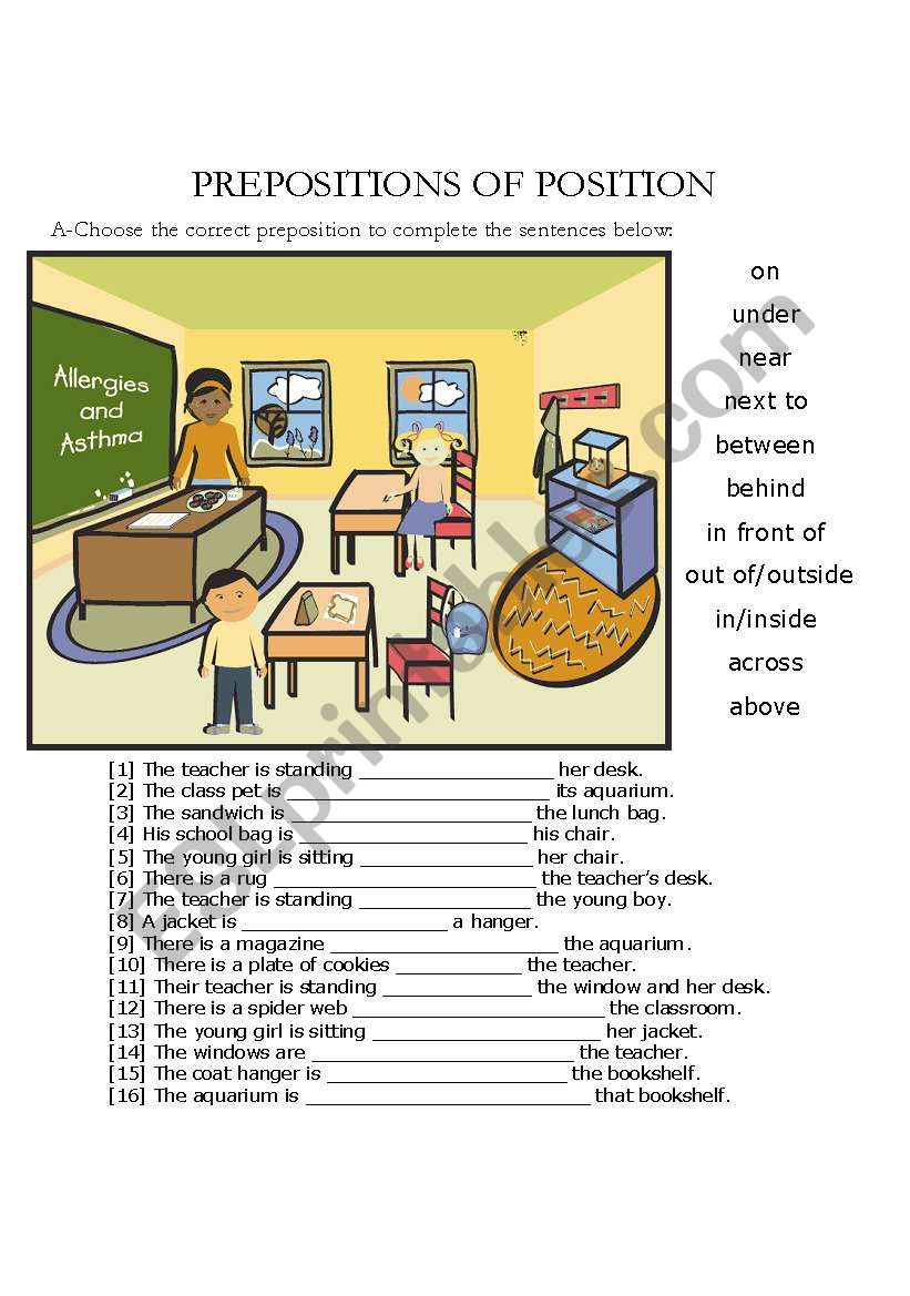 Prepositions of Position (on, under, behing, under etc.)