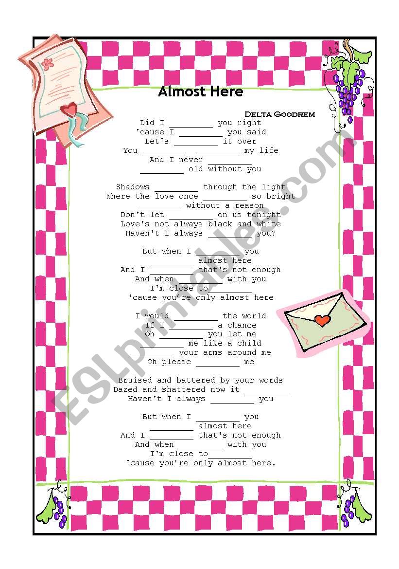 Song Almost here worksheet