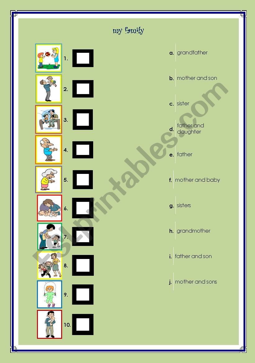 FAMILY worksheet