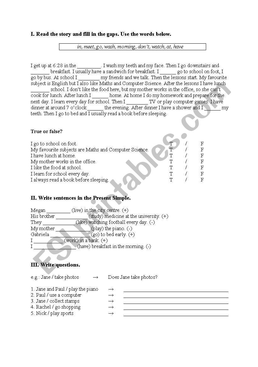 Elementary worksheet worksheet