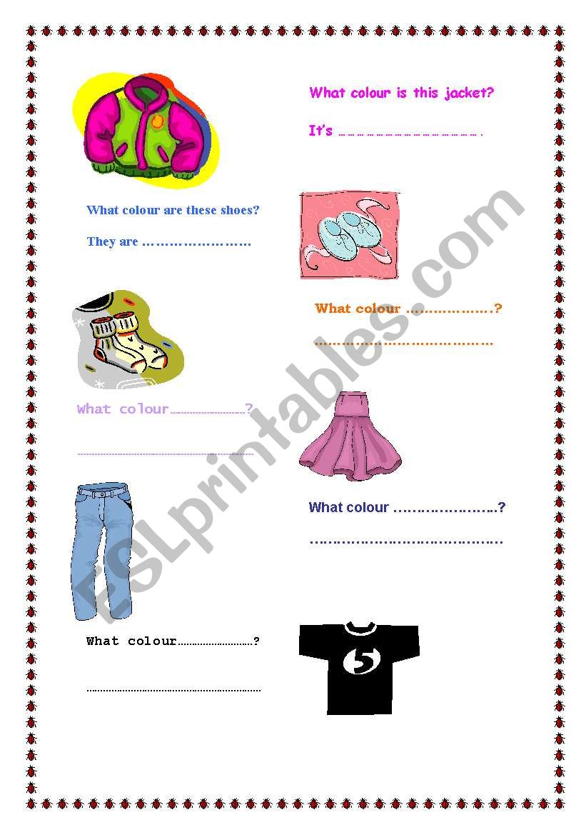 clothes worksheet