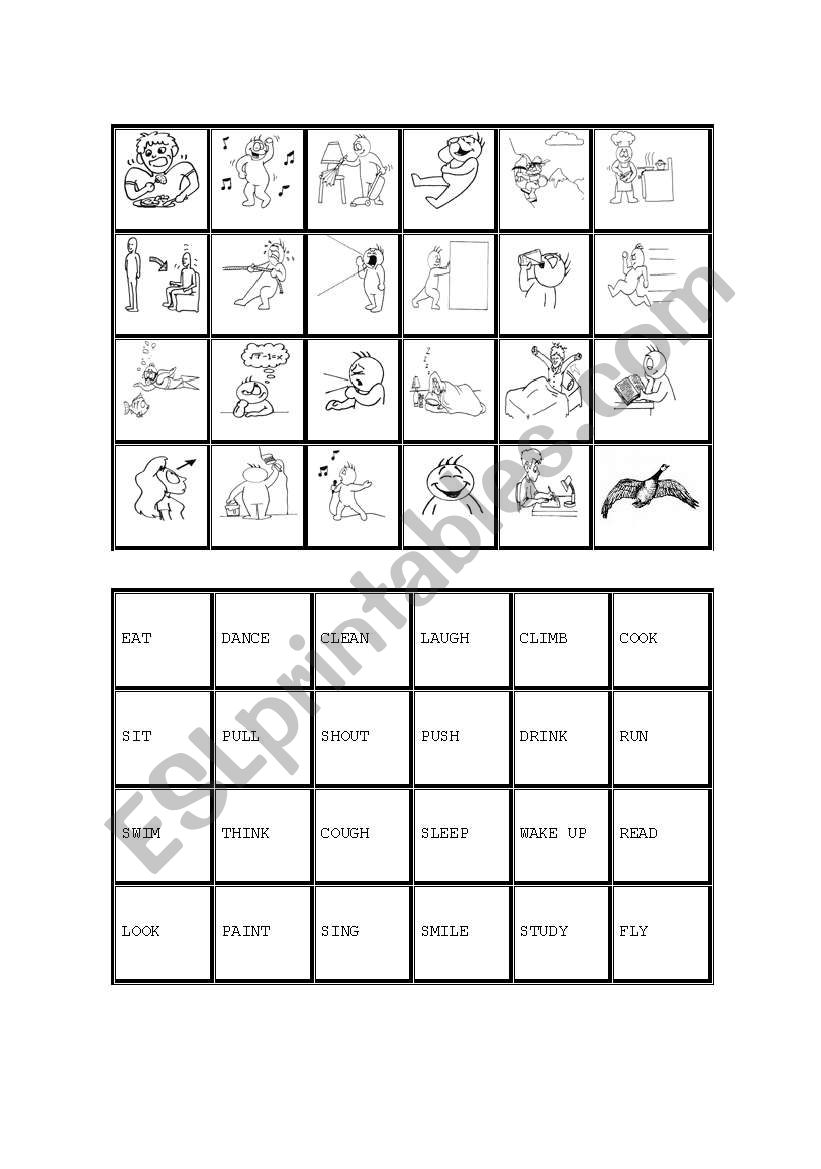 VERB MEMORY GAME AND FLASH CARD