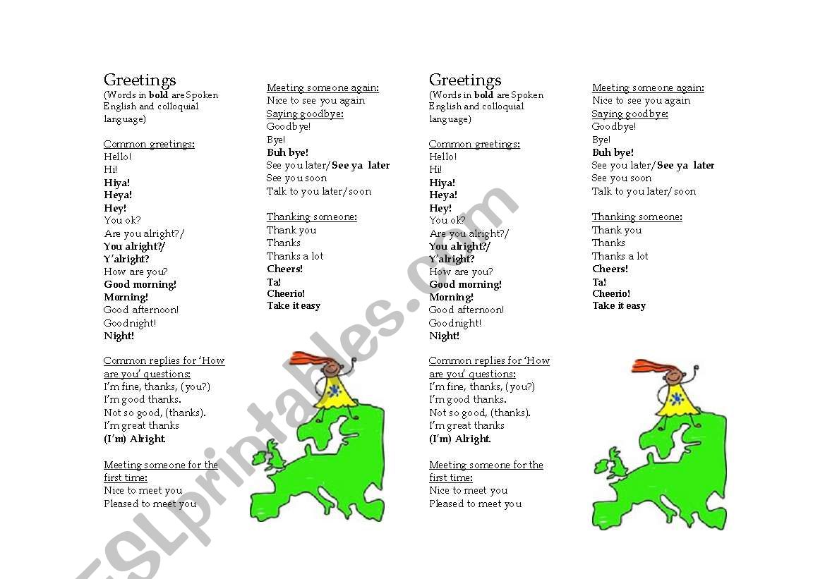 British greetings worksheet