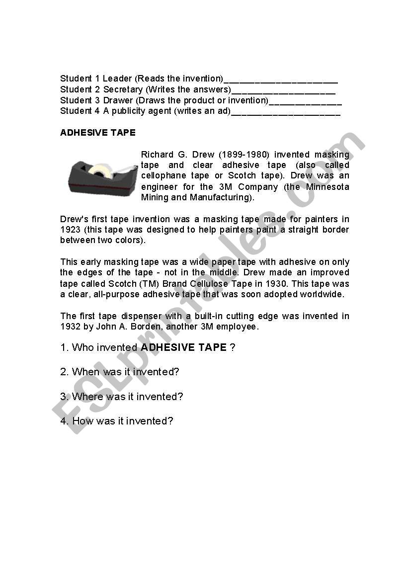 INVENTORS AND INVENTIONS  worksheet