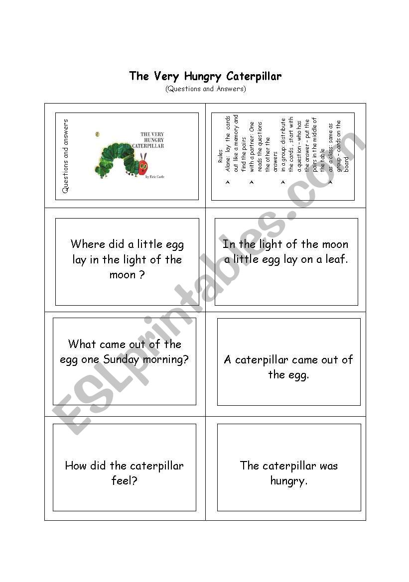 The very hungry caterpillar worksheet