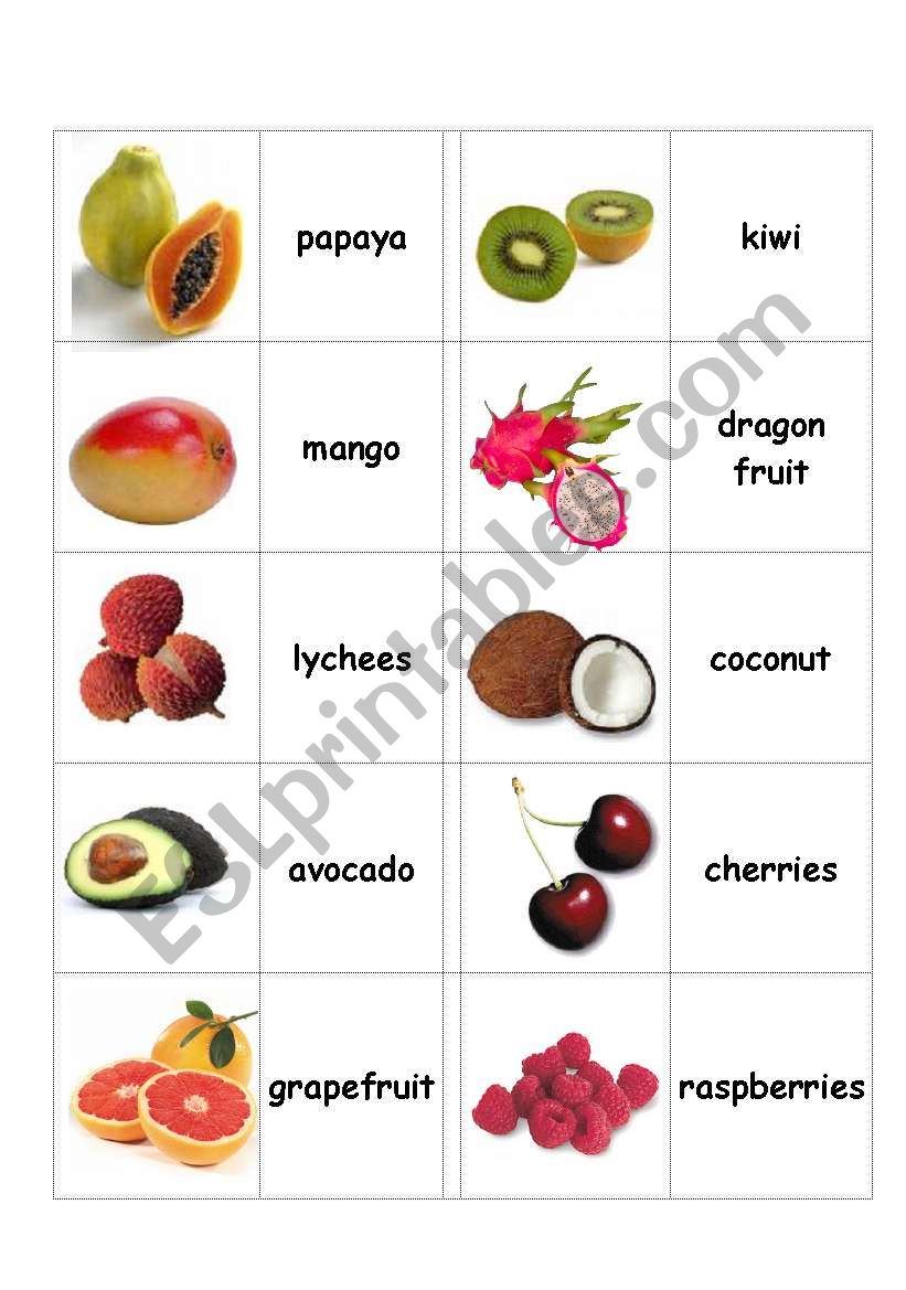 Fruit Matching Activity #2 worksheet