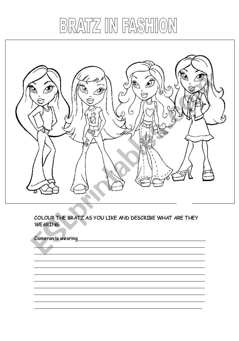 bratz in fashion worksheet