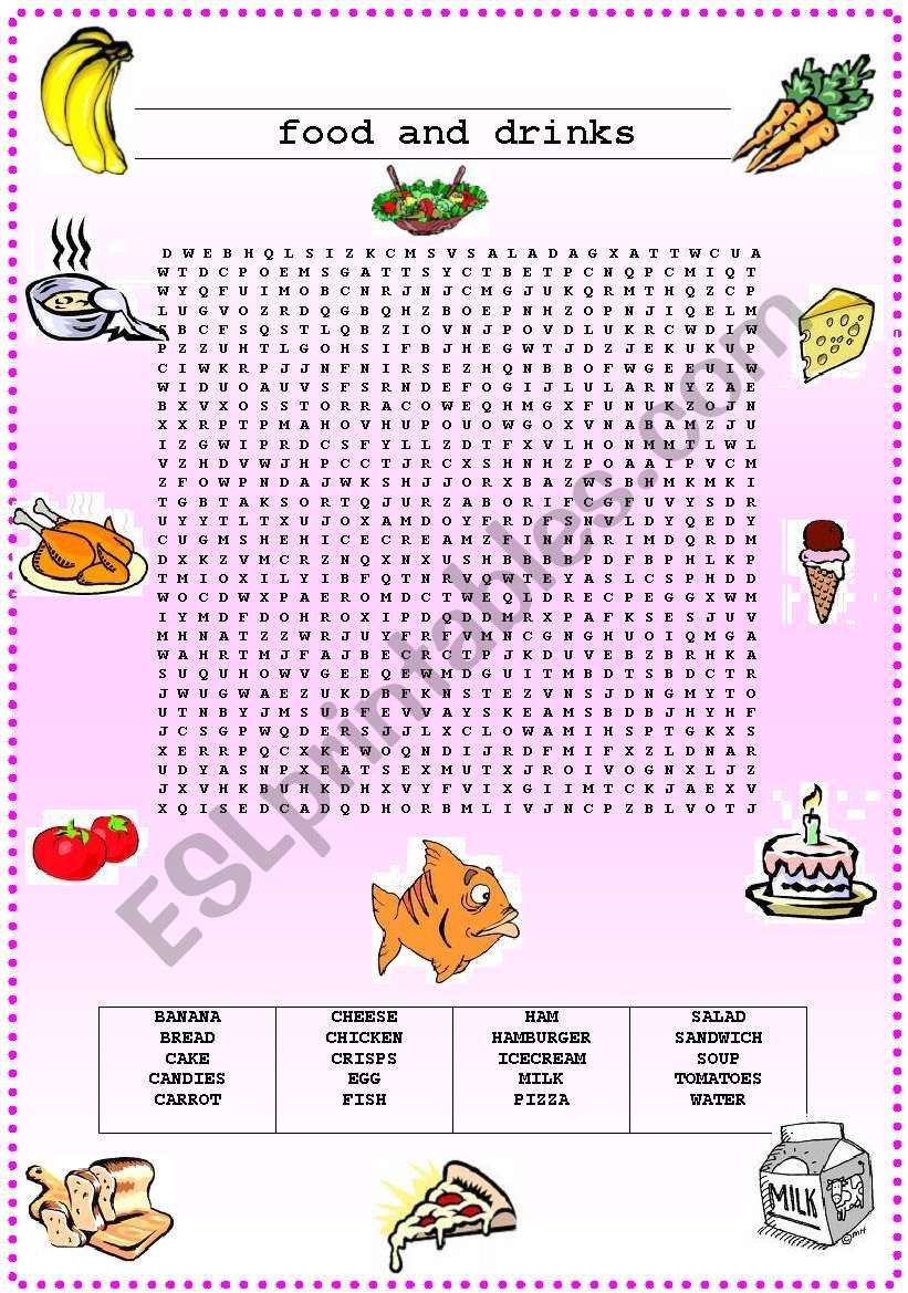 Food and drinks worksheet