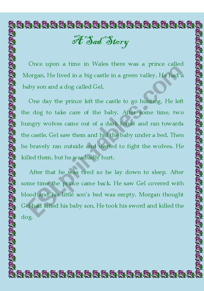 A Sad Story worksheet