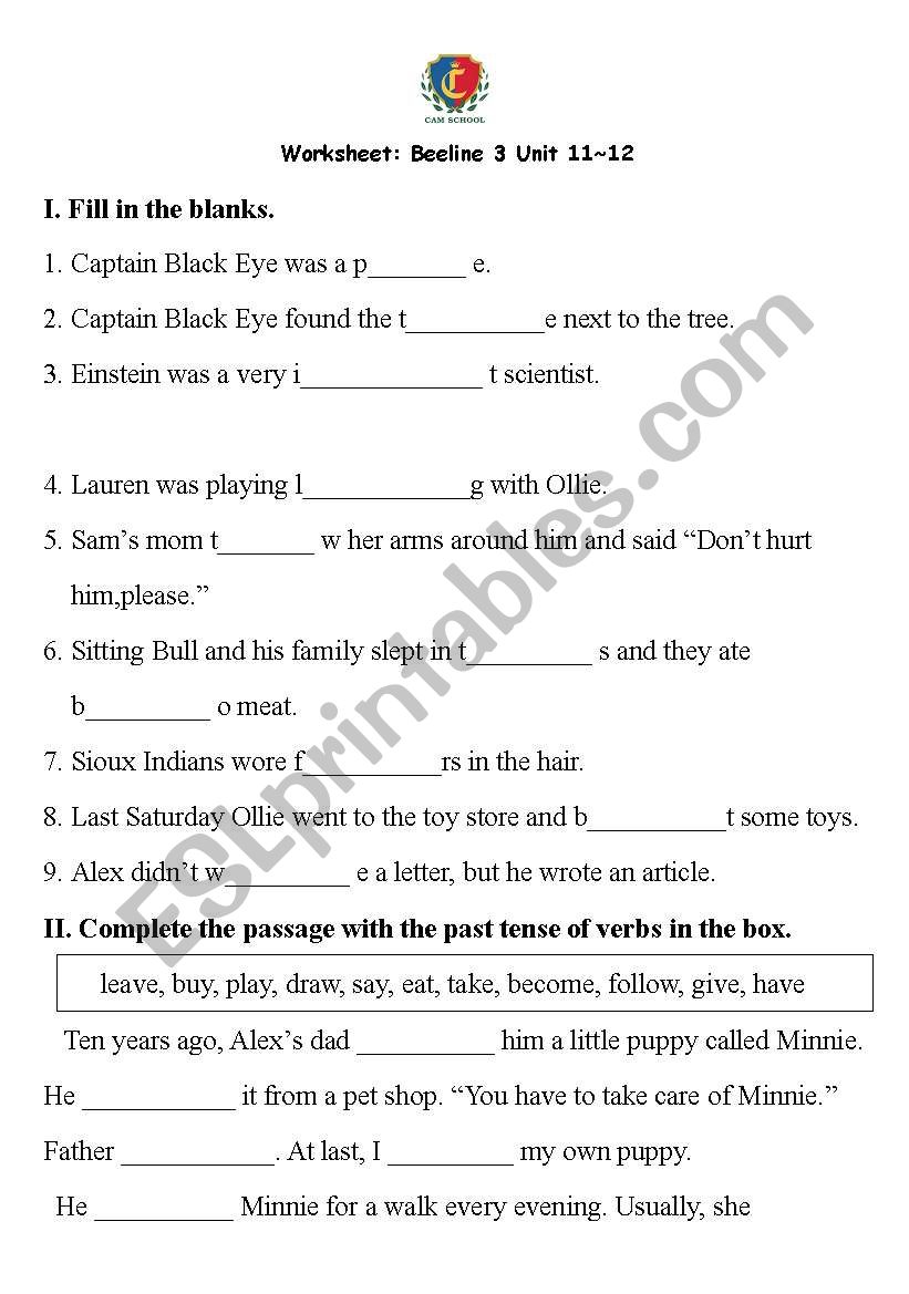 vocabulary and grammar worksheet