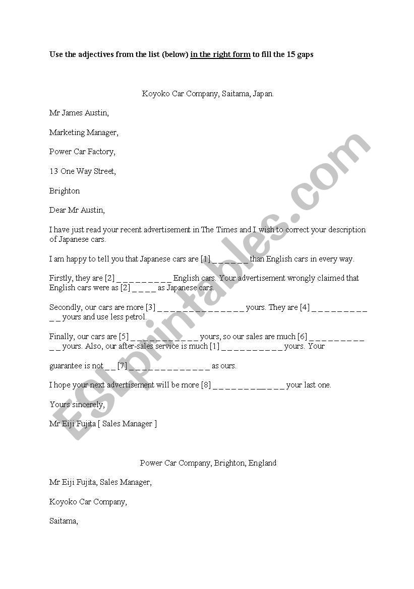 adjectives worksheet