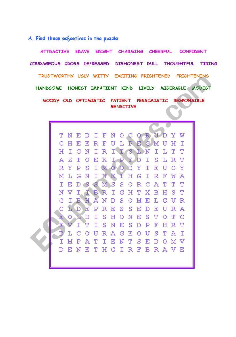 adjectives worksheet
