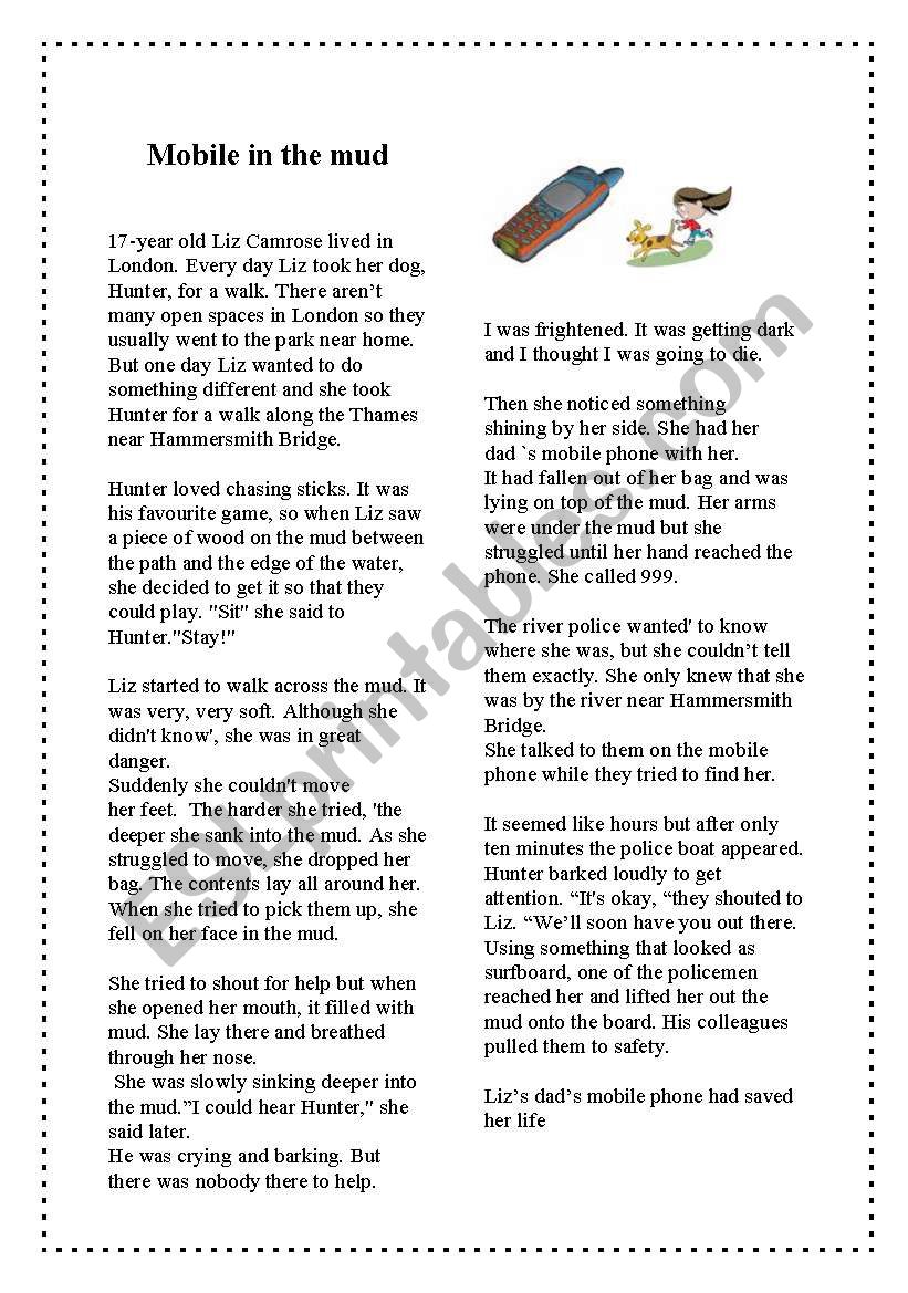 Mobile in the mud worksheet
