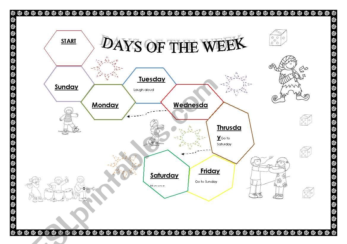 Days of the week game worksheet