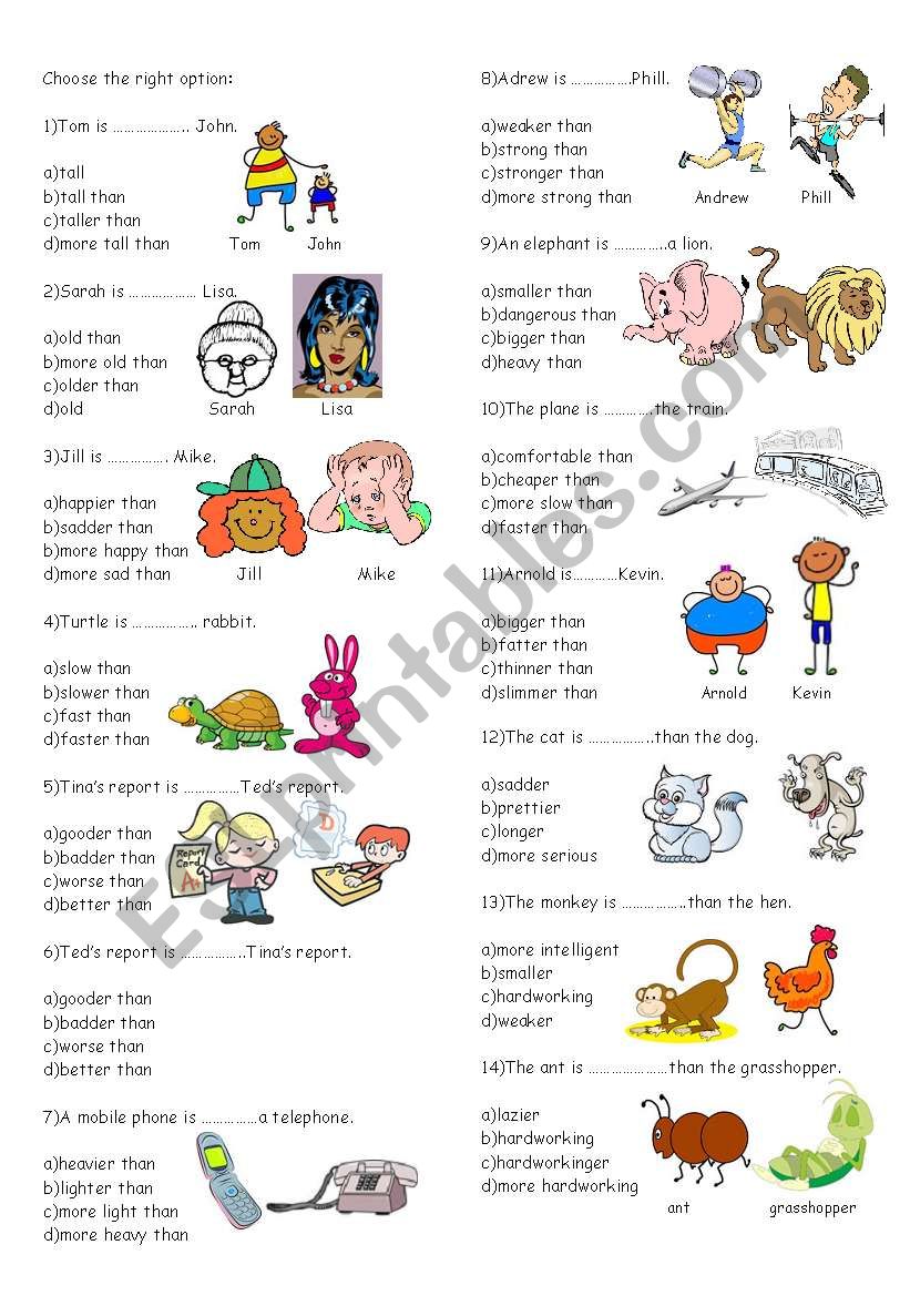 comparatives worksheet