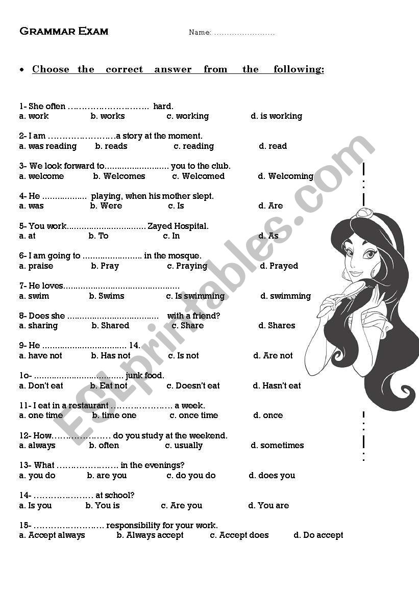 grammar exam 3 worksheet